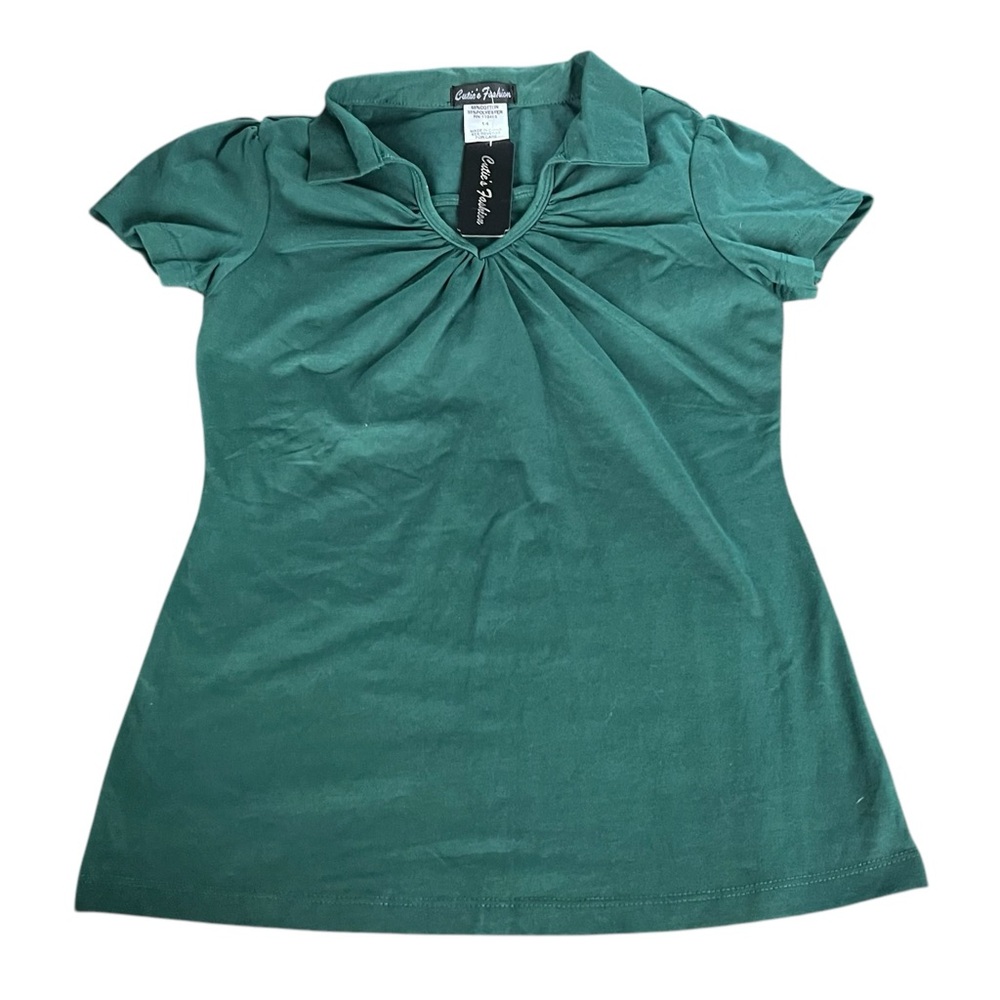 Cuties Fashion NWT - Girls Green Collared Tee Sz. 14